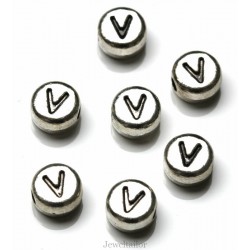 NEW! 1 Letter V Quality Silver Plated Round Alphabet Bead 7mm ~ Ideal For Occasion Name Bracelets, Card Making & Other Craft Activities